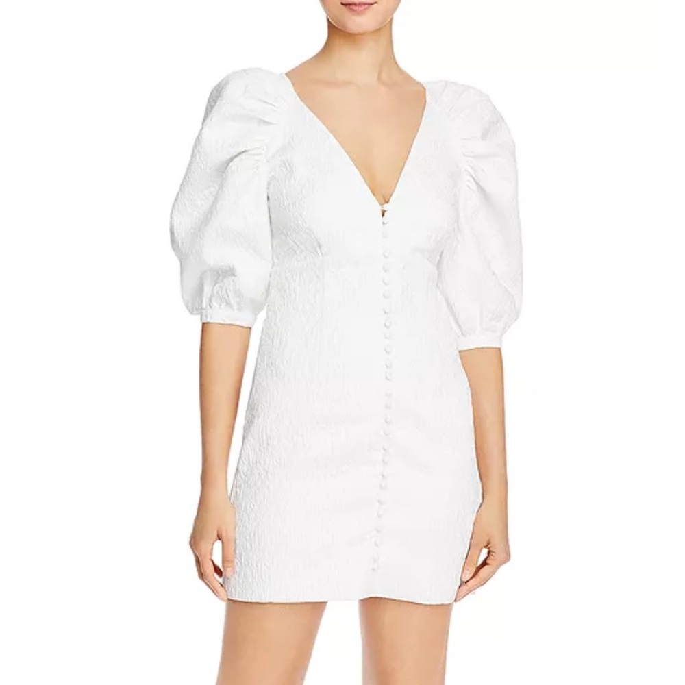 Bardot White Mini Dress with Puff Sleeves